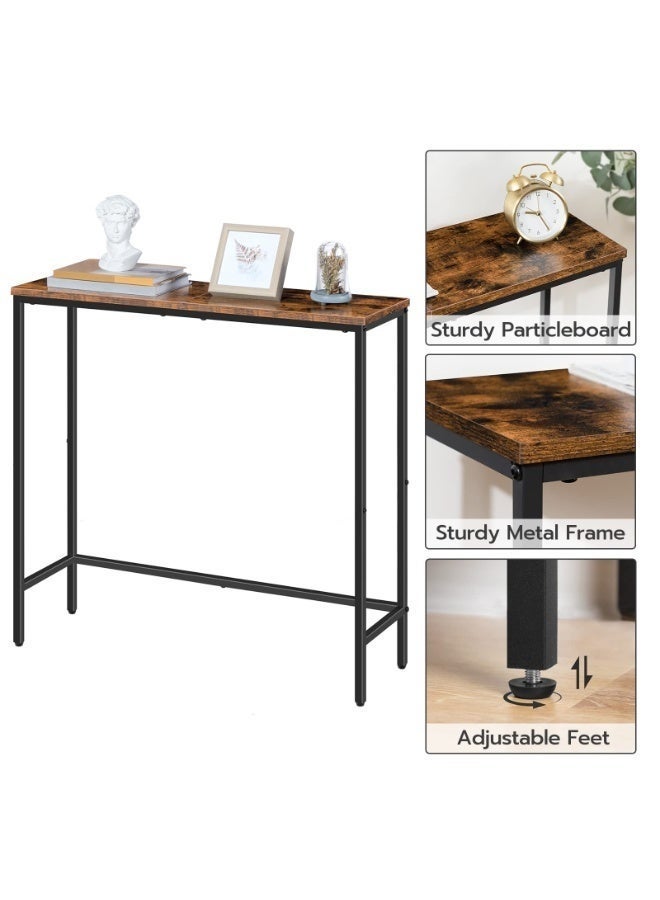 WALALLA Narrow Console Table, Small Entryway Table, Thin Sofa Side Display Table, for Hallway, Bedroom, Living Room, Foyer, Rustic Brown and Black 75*24*75cm - Image 5